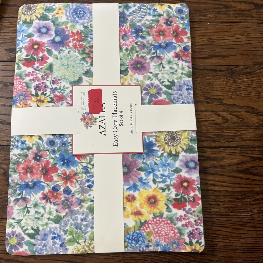 Lot Of 4 Azalea Easy Care Placemats 13 X 18 Vibrant Colorful Flowers